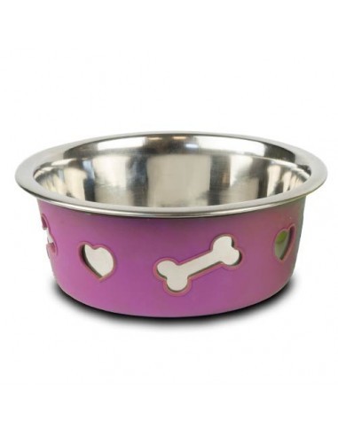 Comedero Acero Inox Silicona Morado