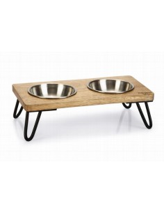 Comedero Doble Madera Gato