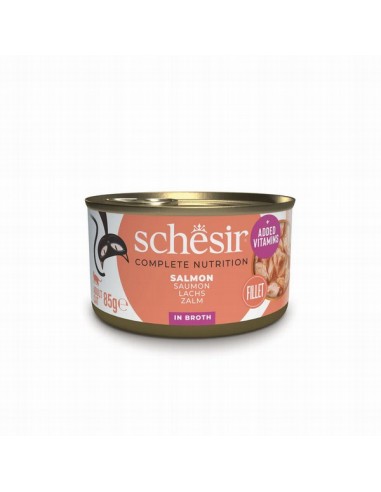 Schesir Gato Completa Salmón Caldo Lata